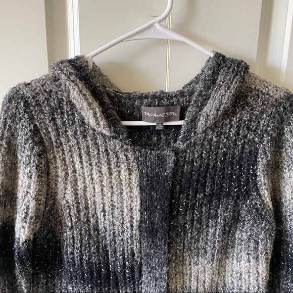 Michael Stars Alpaca Blend Black and Tan Ombre Hooded Zip-Up Sweater Size XS - Picture 5 of 11